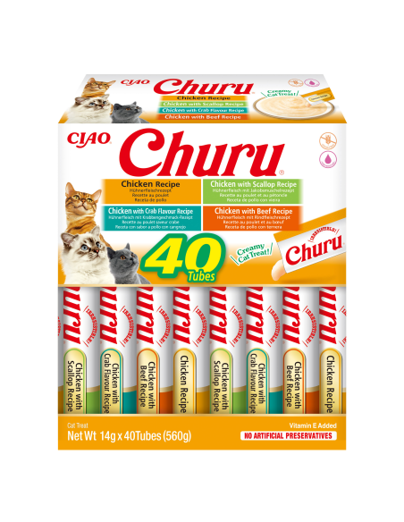 Inaba Cat Churu 40x14g (560g) kreemjas kassimaius kanaga