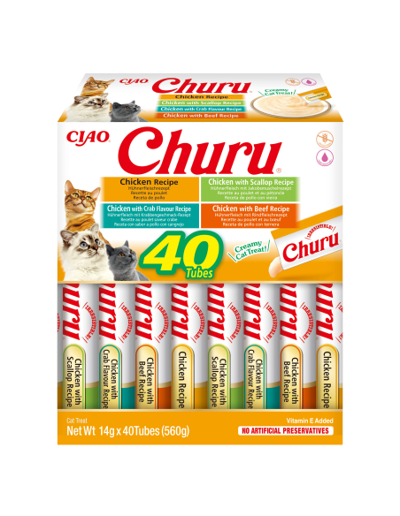 KAST 12 tk! Inaba Cat Churu 40x14g (560g) kreemjas kassimaius kanaga
