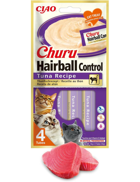 INABA CAT CHURU HAIRBALL TUNA kassimaius tuunikalaga 48x14g (672g)