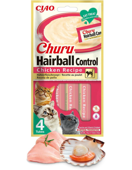 INABA CAT Churu Hairball Chicken, karvapallivastane maius kanaga 48x14g (672g)