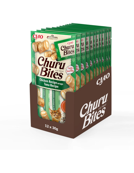 INABA CAT CHURU BITES CHICKEN TUNA kana ja tuunikala maius kassidele 36x10g (360g)