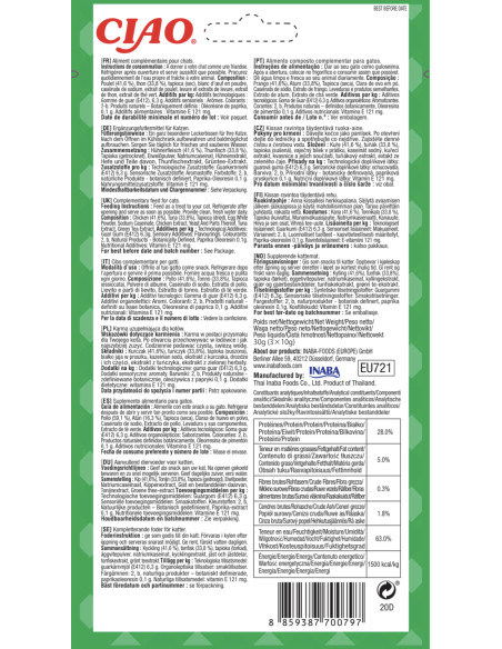 KAST 4 tk! INABA CAT CHURU BITES CHICKEN TUNA Kana ja tuunikala maius kassidele 36x10g (360g)