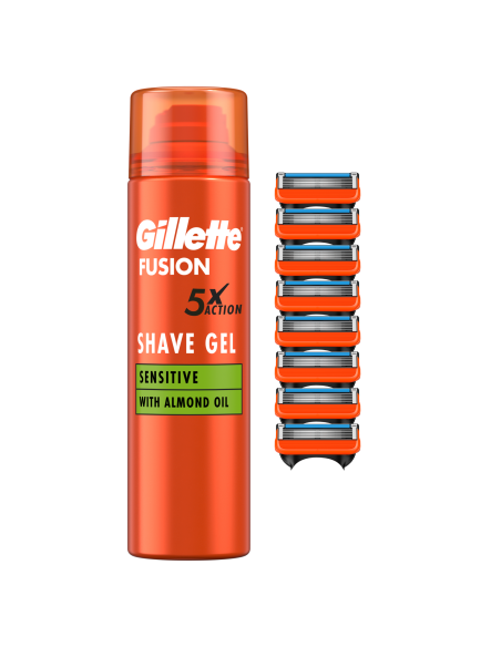 KAST 8 tk! Gillette Fusion5 Raseerija Terad 8 tk + Fusion geel 200ml