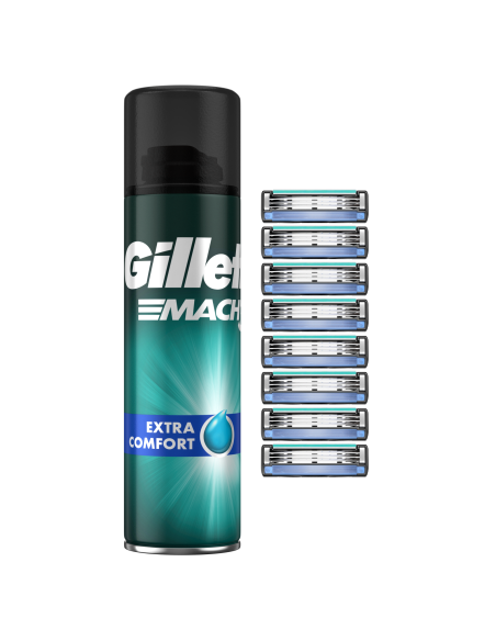 KAST 8 tk! Gillette Mach3 Raseerija Terad, 8 tk + Mach3 geel 200ml