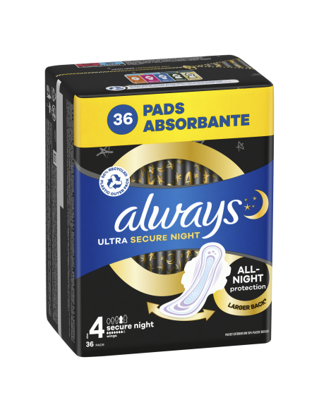KAST 6 tk! Always Ultra Secure Night Size 4 Hügieenisidemed Tiibadega, 36 tk
