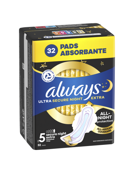Always Ultra Secure Night Extra Size 5 Hügieenisidemed Tiibadega, 32 tk