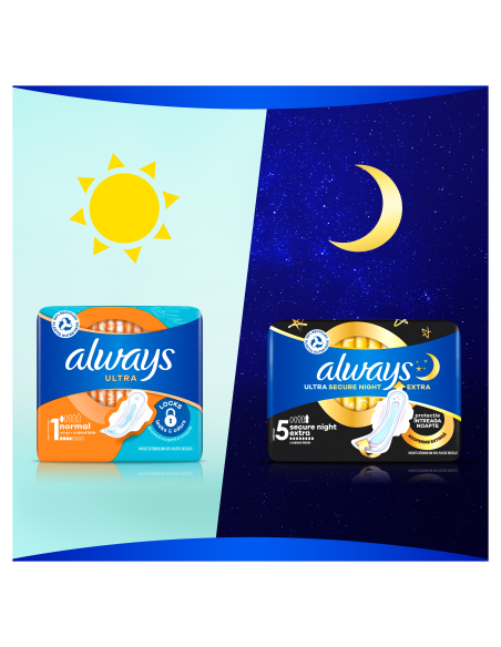 Always Ultra Size 3 Hügieenisidemed Tiibadega, Day & Night, 40 tk