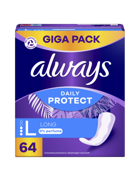 Always Daily Protect Long Pesukaitsmed, 0% Lõhnaaineid, 64 tk