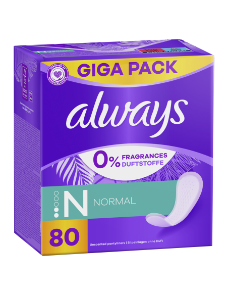 Always Daily Fresh Normal Pesukaitsmed, 0% Lõhna- ja Värvaineid, 80 tk