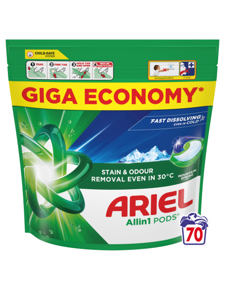 Ariel All-in-1 PODS Mountain Spring Pesukapslid, 70 Pesukorda