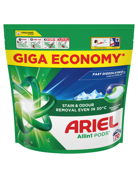 Ariel All-in-1 PODS Mountain Spring Pesukapslid, 70 Pesukorda