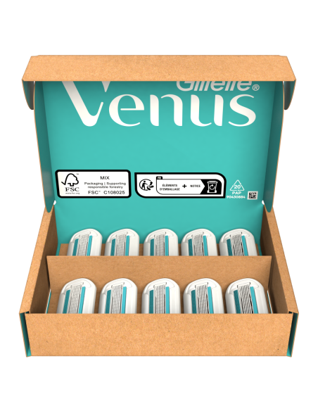 Gillette Venus Deluxe Smooth Sensitive Rosegold Raseerija Varuterad, 10 tk