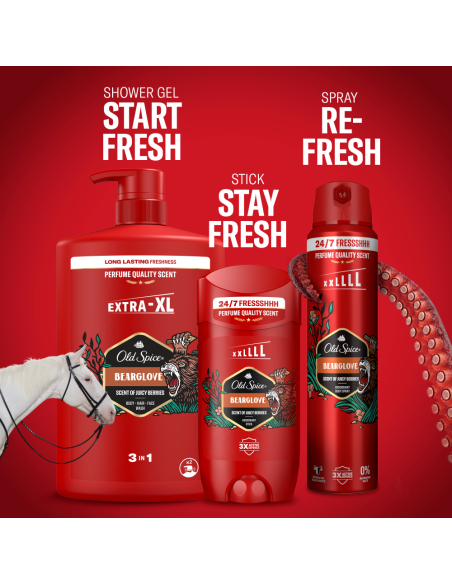 KAST 4 tk! Old Spice Bearglove Meeste Dušigeel Ja Šampoon, 1000 ml