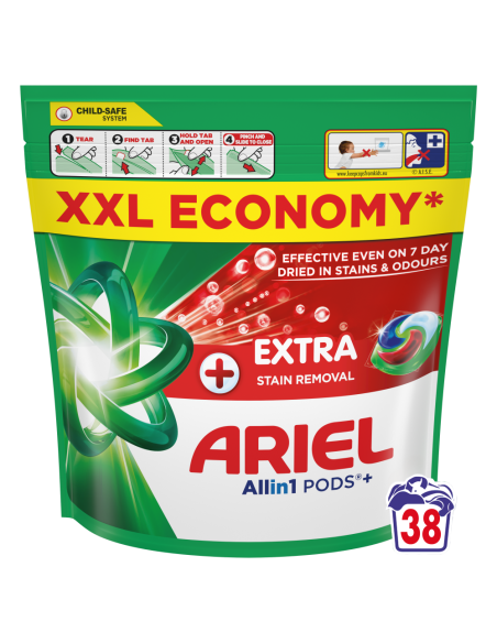Ariel All-in-1 PODS +Extra Clean Power Pesukapslid, 38 Pesukorda