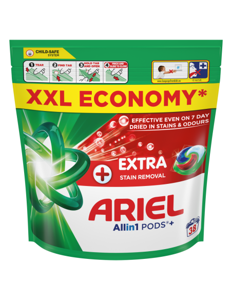 Ariel All-in-1 PODS +Extra Clean Power Pesukapslid, 38 Pesukorda