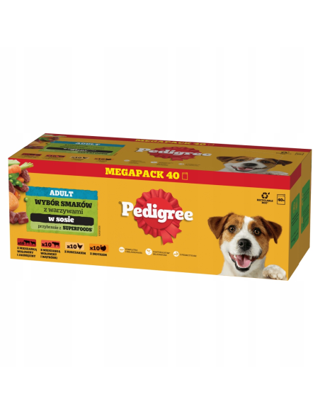 PEDIGREE Märg Koeratoit Kastmes (40x100g) Kalkun, Lammas, Veiseliha, Kana
