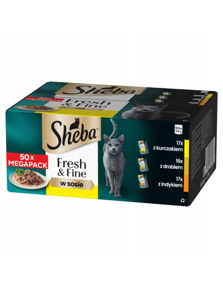 SHEBA Fresh&Fine Linnuliha Maitsed (50x50g) - Märg Kassitoit