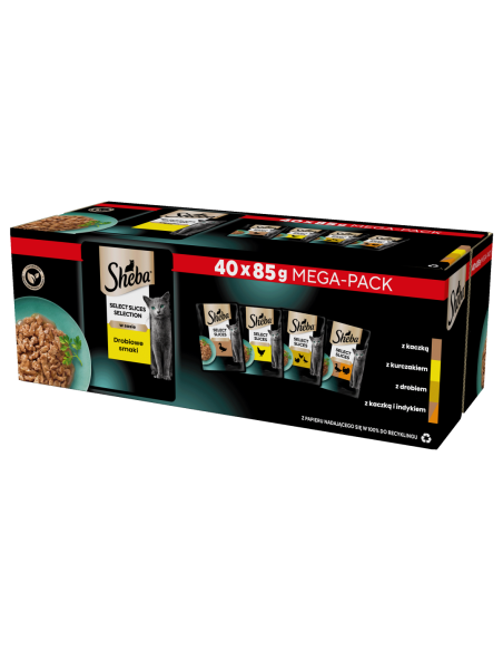 SHEBA Selection Valitud viilud linnulihamaitsetega kastmes (40x85g) märg kassitoit