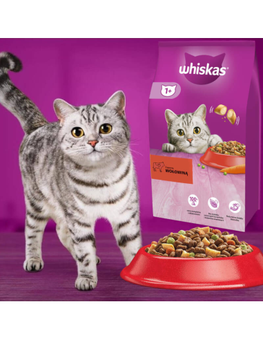 WHISKAS Adult kuivtoit kassidele veiseliha ja...