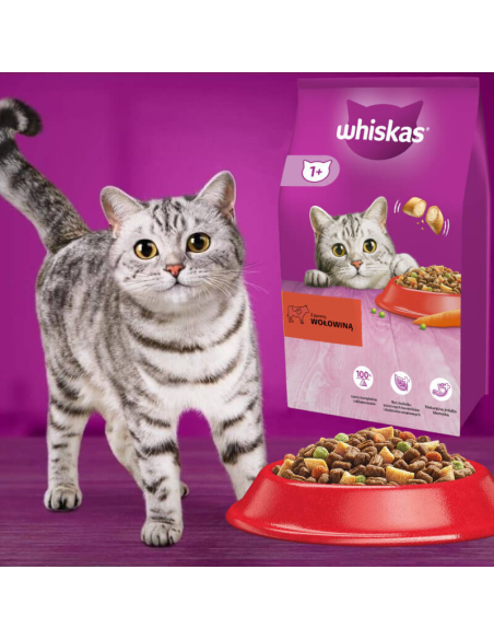 WHISKAS Adult kuivtoit kassidele veiseliha ja juurviljadega 14 kg