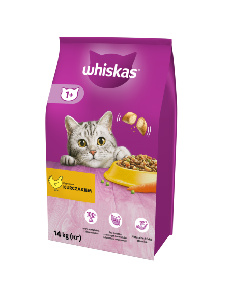 WHISKAS Kuivtoit Adult 14kg kassidele kana ja köögiviljadega