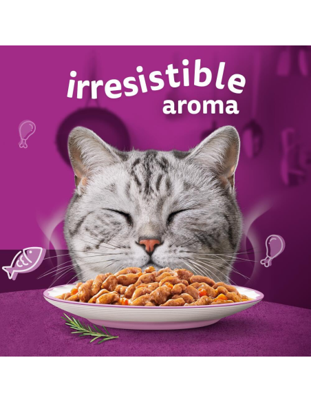 Whiskas täiskasvanud kassidele aromaatsete segude pakikesed 40x85g täisväärtuslik märgtoit kastmes