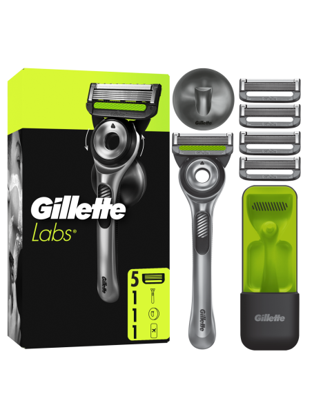 Gillette Labs raseerija meestele koos 5 vahetustera, hoidiku ja reisivutlariga
