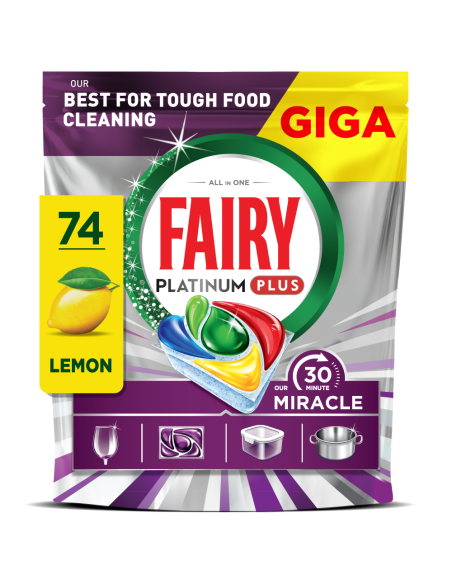 KAST 3 tk! Fairy Our 30 Minute Miracle Platinum Plus nõudepesumasina tabletid 74 tk