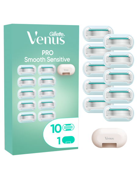 Gillette Venus Pro Smooth Sensitive 10 vahetustera ja terade hoidik