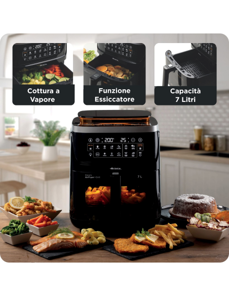 4636 Ariete Airy Fryer 4-ühes kuumaõhufritüür aurufunktsiooni ja grilliga 7L