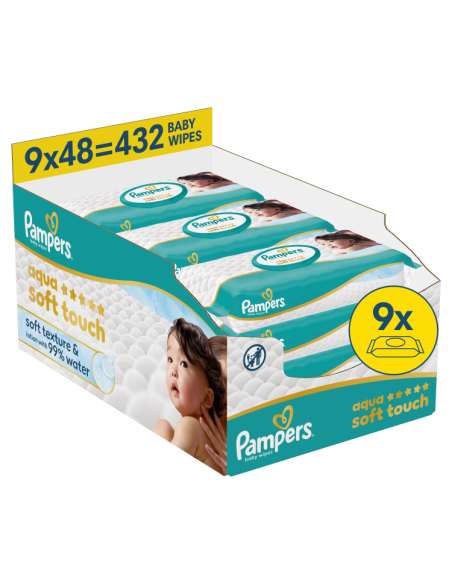 Pampers Aqua Soft Touch niisked beebisalvrätid 9 pk