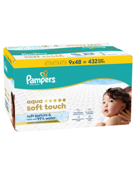 Pampers Aqua Soft Touch niisked beebisalvrätid 9 pk