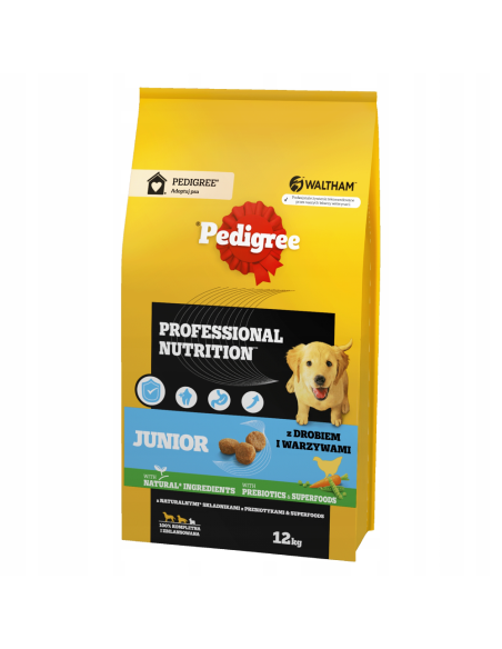 PEDIGREE Junior kuivtoit kutsikatele linnuliha ja köögiviljadega, 12 kg