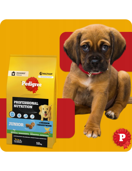 PEDIGREE Junior kuivtoit kutsikatele linnuliha ja köögiviljadega, 12 kg