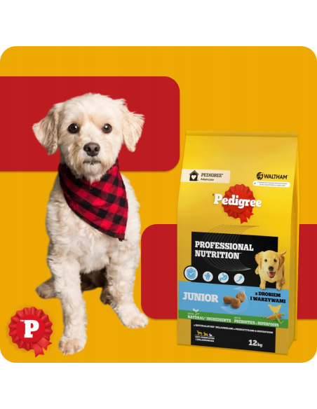 PEDIGREE Junior kuivtoit kutsikatele linnuliha ja köögiviljadega, 12 kg