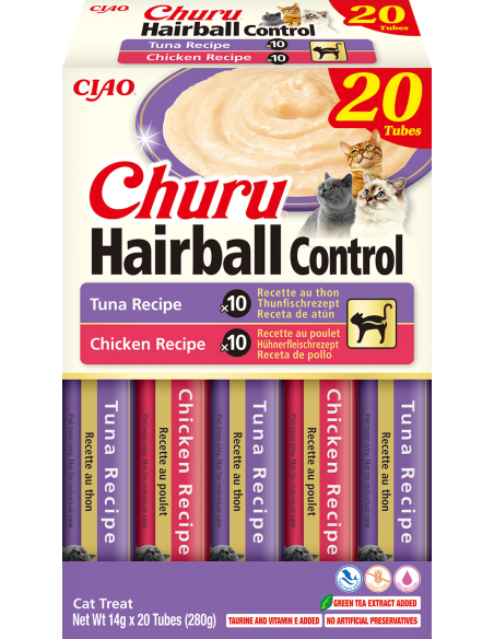 KAST 16 tk! Inaba Churu Hairball Control kassimaius 20x14 g (280 g)