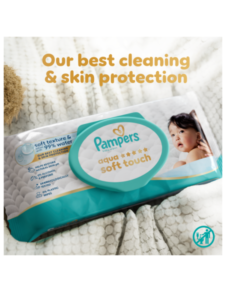 Pampers Aqua Soft Touch niisked beebisalvrätid 18 pakki (864 tk)
