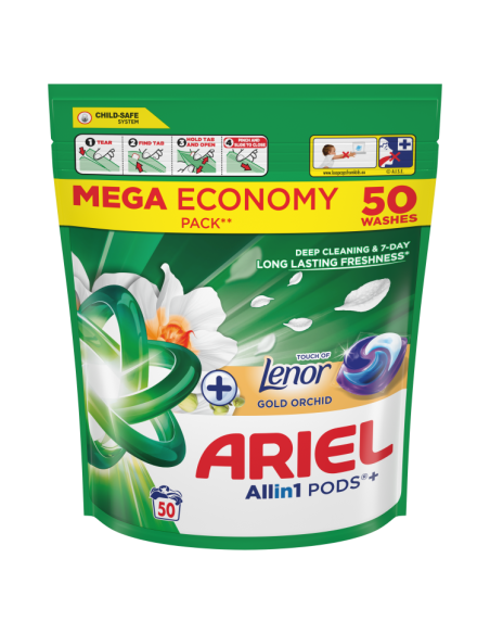 Ariel All-in-1 PODS Touch Of Lenor Gold Orchid pesukapslid, 50 pesukorda