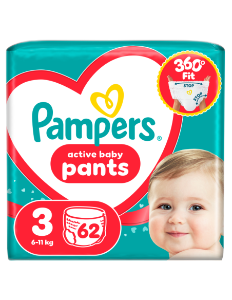 KAST 2 tk! Pampers Active Baby Pants Püksmähkmed, Suurus 3, 62 Mähet, 6-11 kg