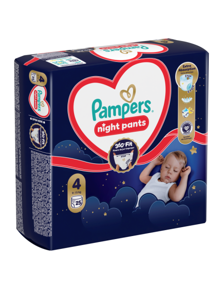 KAST 4 tk! Pampers Night Pants Püksmähkmed, Suurus 4, 25 Mähet