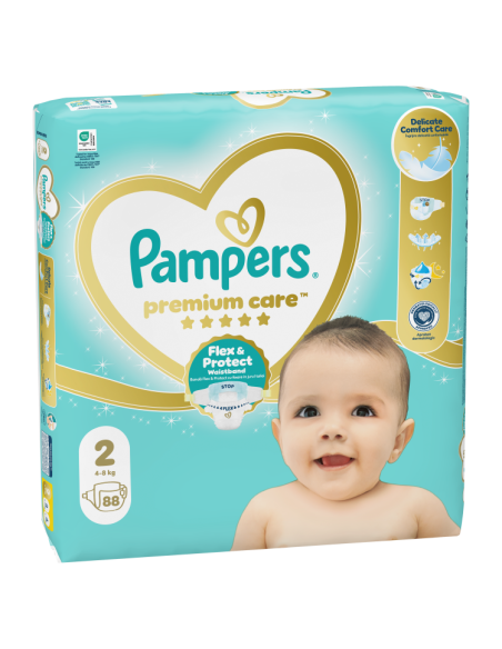 KAST 2 tk! Pampers Premium Care teipmähkmed suurus 2 (2x88 tk)