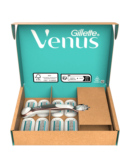 Gillette Venus Deluxe Smooth Sensitive Rosegold Raseerija + 9 Tera