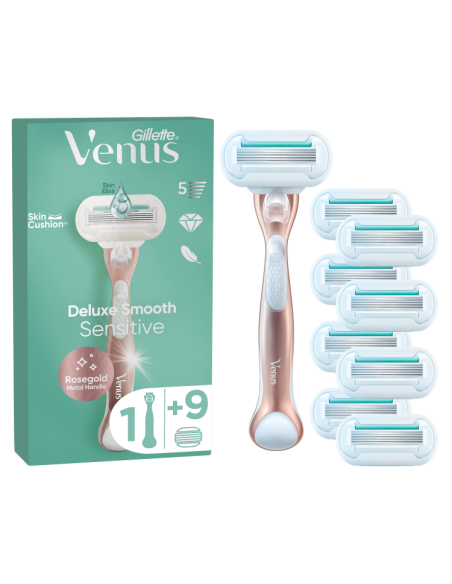 KAST 20 tk! Gillette Venus Deluxe Smooth Sensitive Rosegold Raseerija + 9 Tera