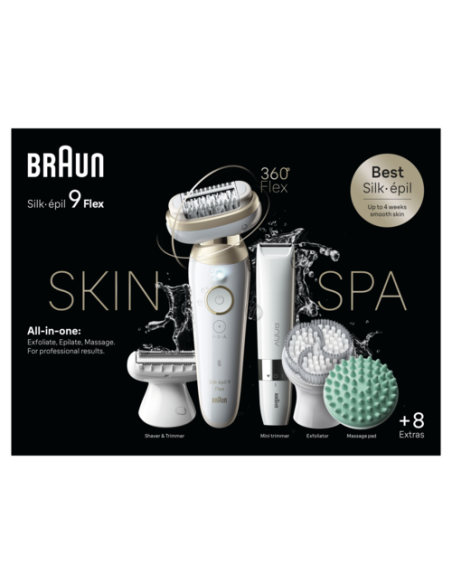 DC! SES9-481 3D Braun Silk•épil 9 Flex SkinSpa Epilaator + BS1000 minitrimmer BODY