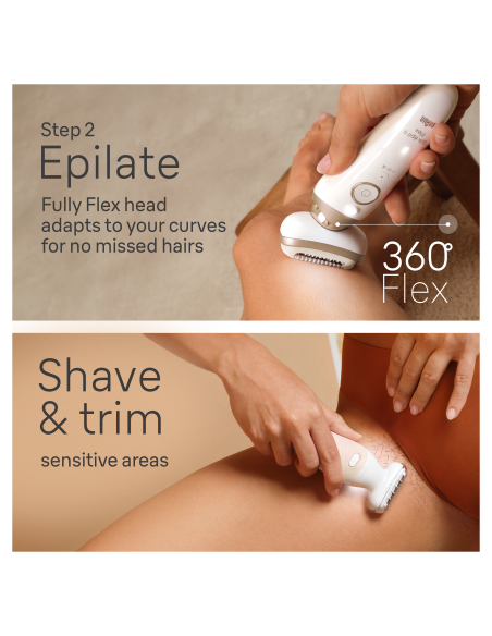 DC! SES9-481 3D Braun Silk•épil 9 Flex SkinSpa Epilaator + BS1000 minitrimmer BODY