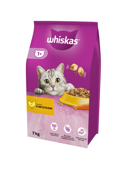 WHISKAS Kuivtoit Adult 7 kg kassidele kana ja köögiviljadega