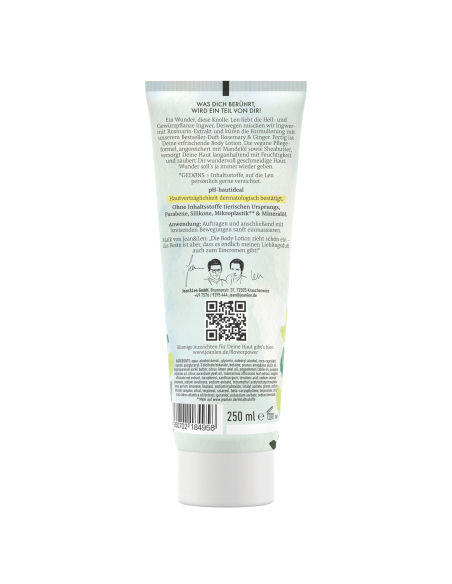 KAST 6 tk! Jean&Len niisutav kehakreem rosmariin ja ingver 250 ml