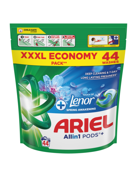 KAST 3 tk! Ariel All-in-1 PODS +Touch of Fresh Air Lenor Pesukapslid, 44 Pesu