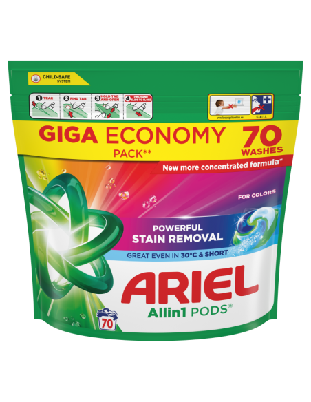 KAST 2 tk! Ariel All-in-1 PODS Color Pesukapslid, 70 Pesukorda