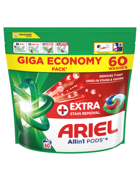 Ariel All-in-1 PODS +Extra Clean Power Pesukapslid, 60 Pesukorda